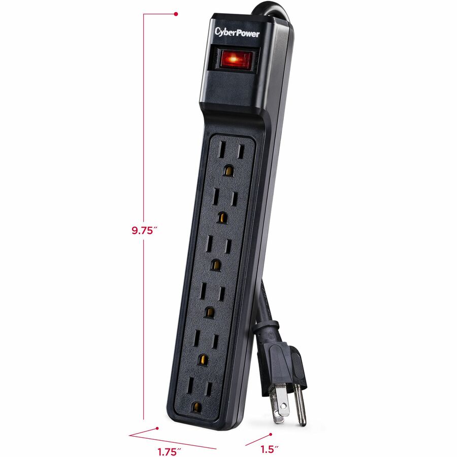 Cyberpower Csb606 Surge Protector Black 6 Ac Outlet(S) 125 V 1.829 M