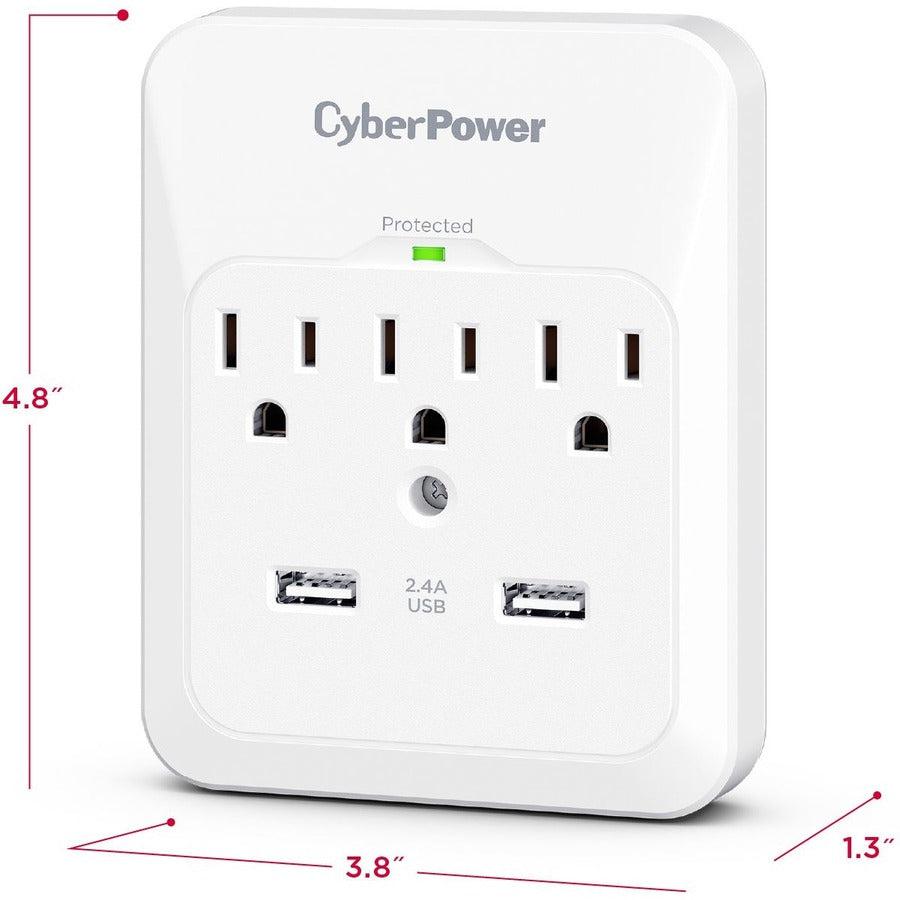 Cyberpower Csp300Wur1 Surge Protector White 3 Ac Outlet(S) 125 V