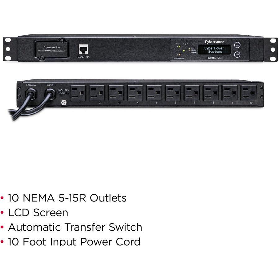 Cyberpower Pdu15M10At Power Distribution Unit (Pdu) 10 Ac Outlet(S) 1U Black
