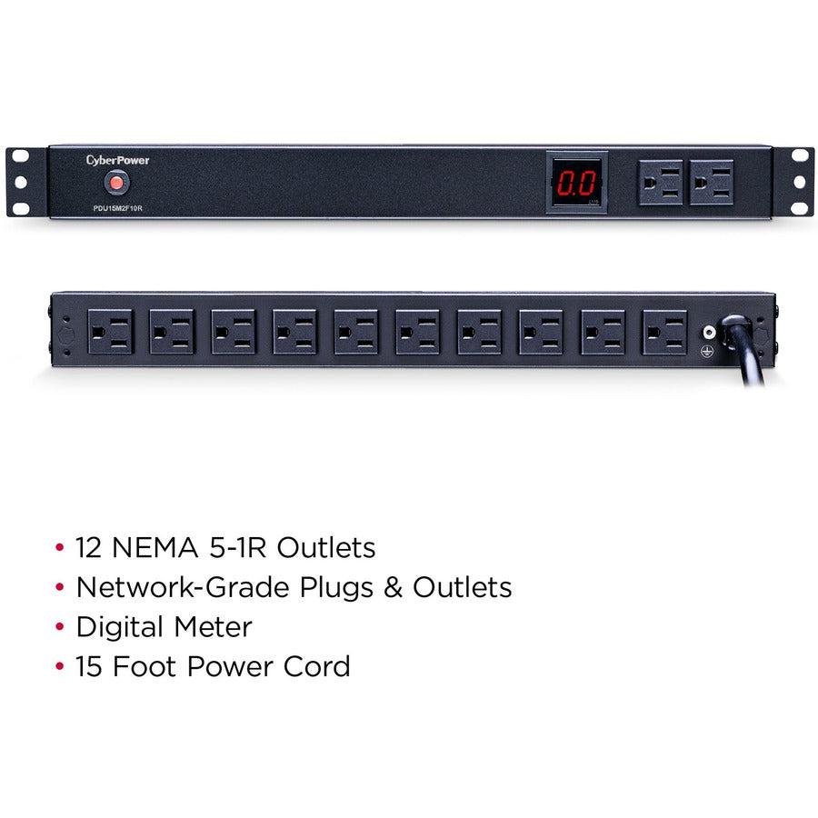 Cyberpower Pdu15M2F10R Power Distribution Unit (Pdu) 12 Ac Outlet(S) 1U Black