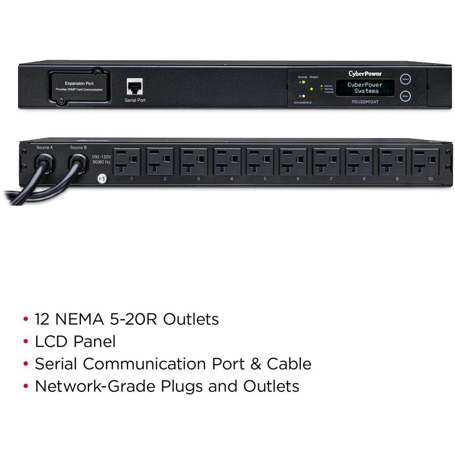 Cyberpower Pdu20Mt10At Power Distribution Unit (Pdu) 10 Ac Outlet(S) 1U Black
