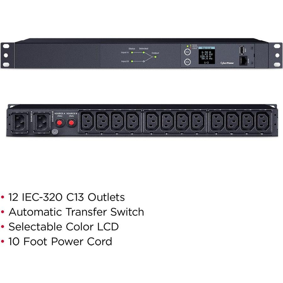 Cyberpower Pdu24004 Power Distribution Unit (Pdu) 12 Ac Outlet(S) 1U Grey