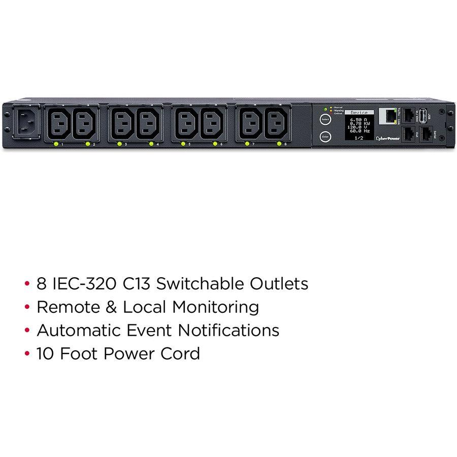 Cyberpower Pdu41004 Power Distribution Unit (Pdu) 8 Ac Outlet(S) 1U Black