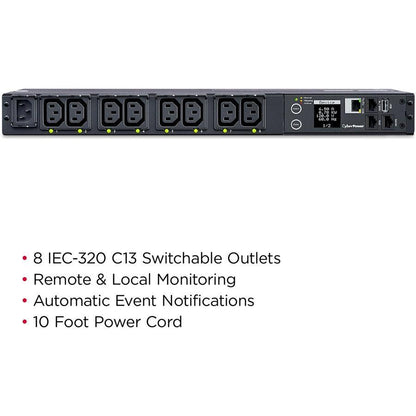 Cyberpower Pdu41004 Power Distribution Unit (Pdu) 8 Ac Outlet(S) 1U Black