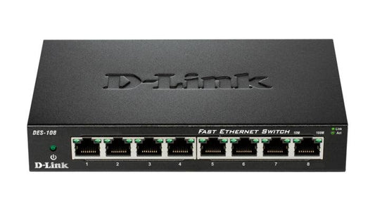 D-Link Des-108 Network Switch Unmanaged Fast Ethernet (10/100) Black