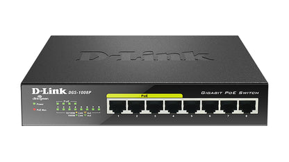 D-Link Dgs-1008P Network Switch Unmanaged Gigabit Ethernet (10/100/1000) Power Over Ethernet (Poe) Black