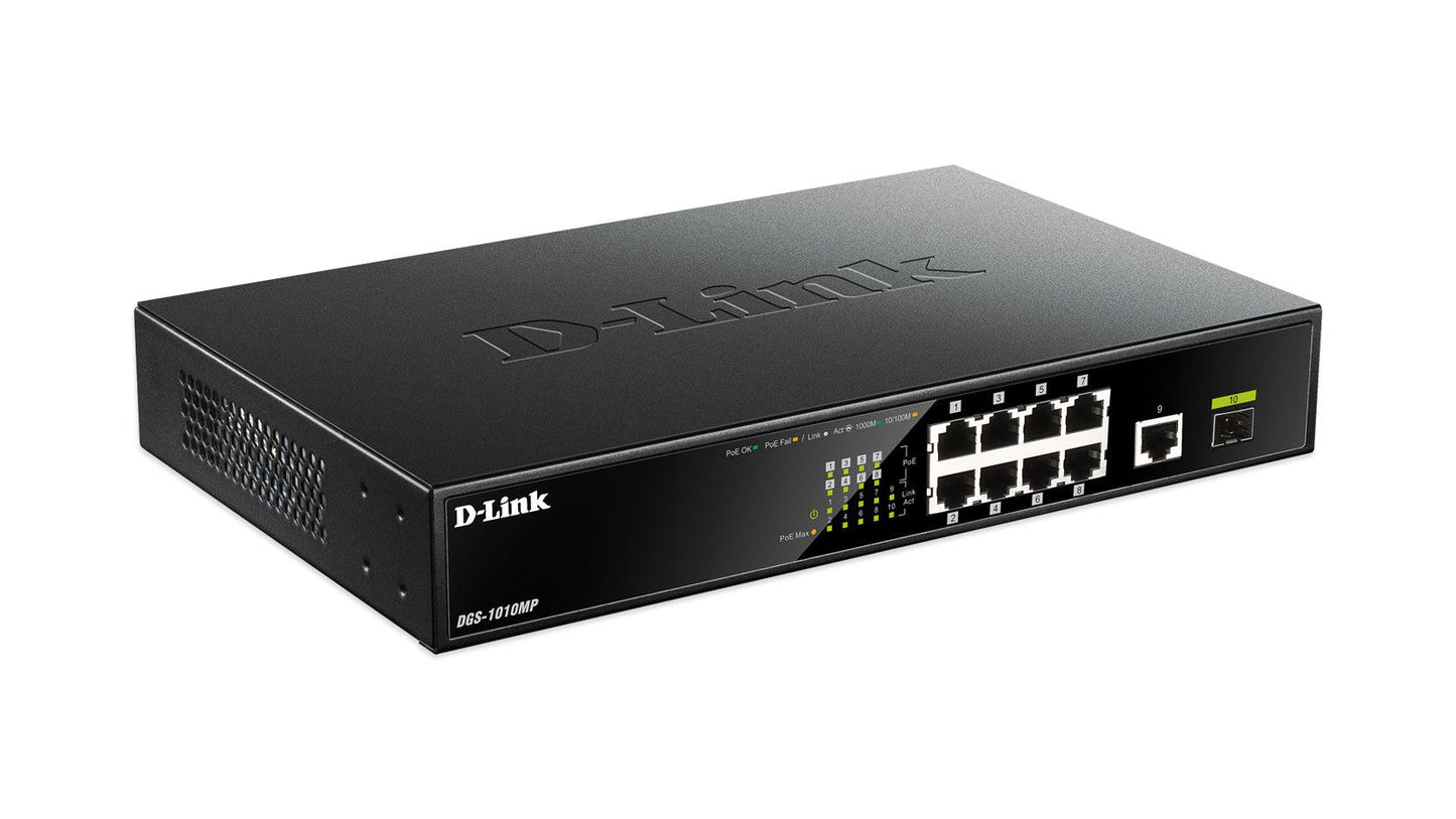 D-Link Dgs-1010Mp Network Switch Unmanaged Gigabit Ethernet (10/100/1000) Power Over Ethernet (Poe) 1U Black