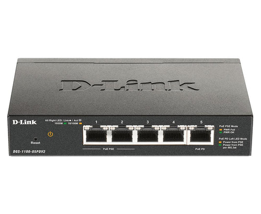 D-Link Dgs-1100-05Pdv2 Network Switch Managed Gigabit Ethernet (10/100/1000) Power Over Ethernet (Poe) Black