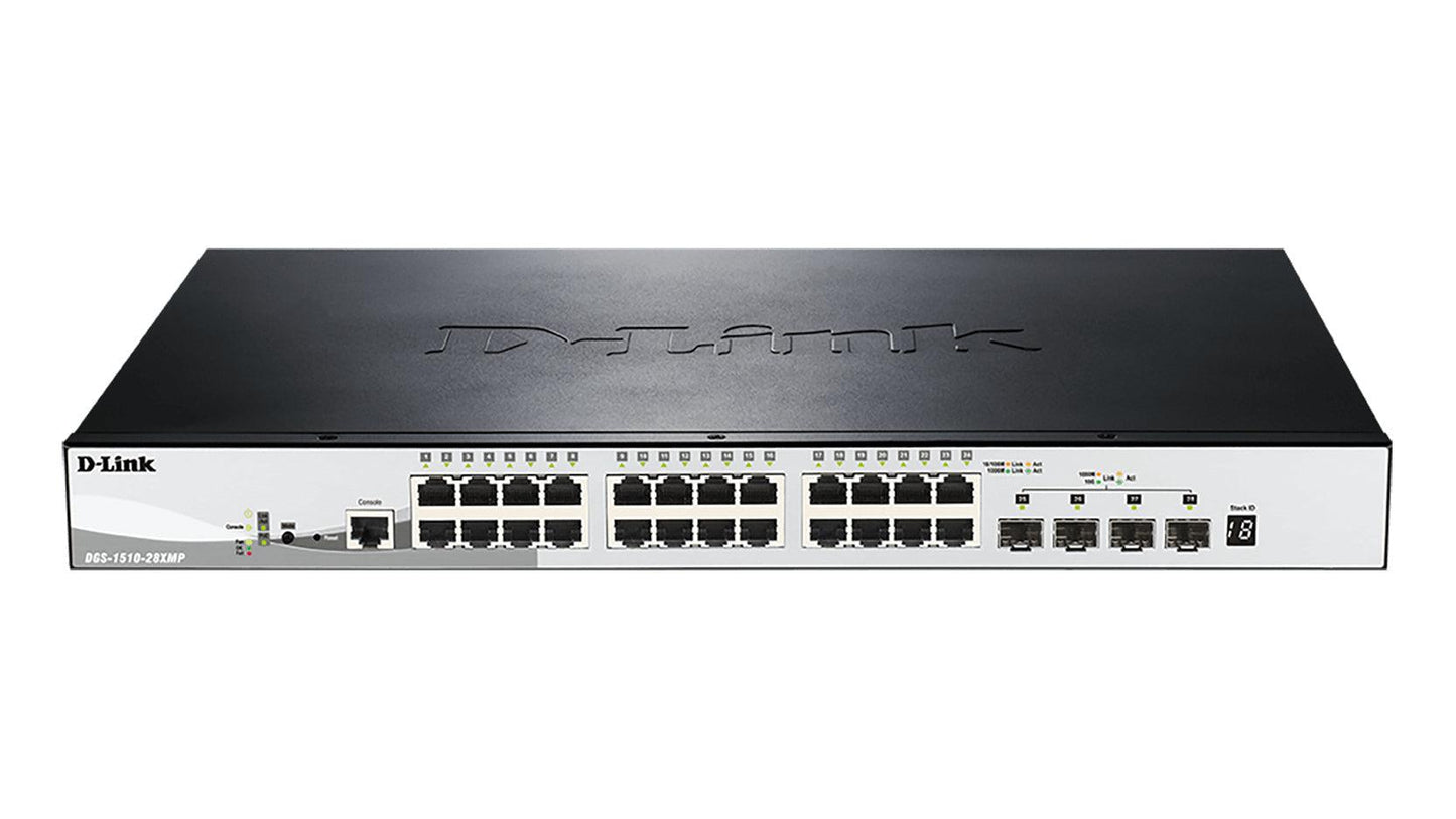 D-Link Dgs-1510-28Xmp Network Switch Managed L2/L3 Gigabit Ethernet (10/100/1000) Power Over Ethernet (Poe) Black, Grey