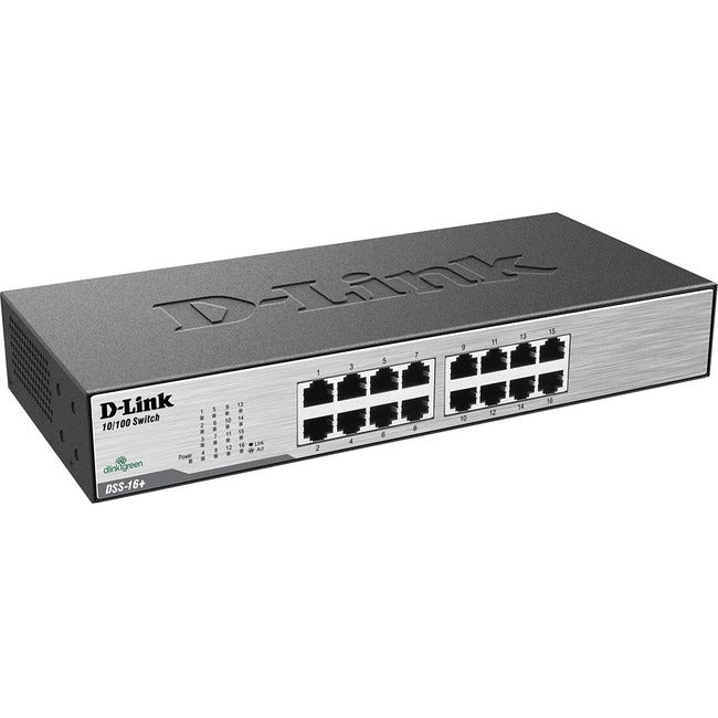 D-Link Dss-16+ 16-Port 10/100 Unmanaged Metal Desktop Or Rackmount Switch