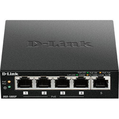 D-Link Dgs-1005P Network Switch Unmanaged L2 Gigabit Ethernet (10/100/1000) Power Over Ethernet (Poe) Black