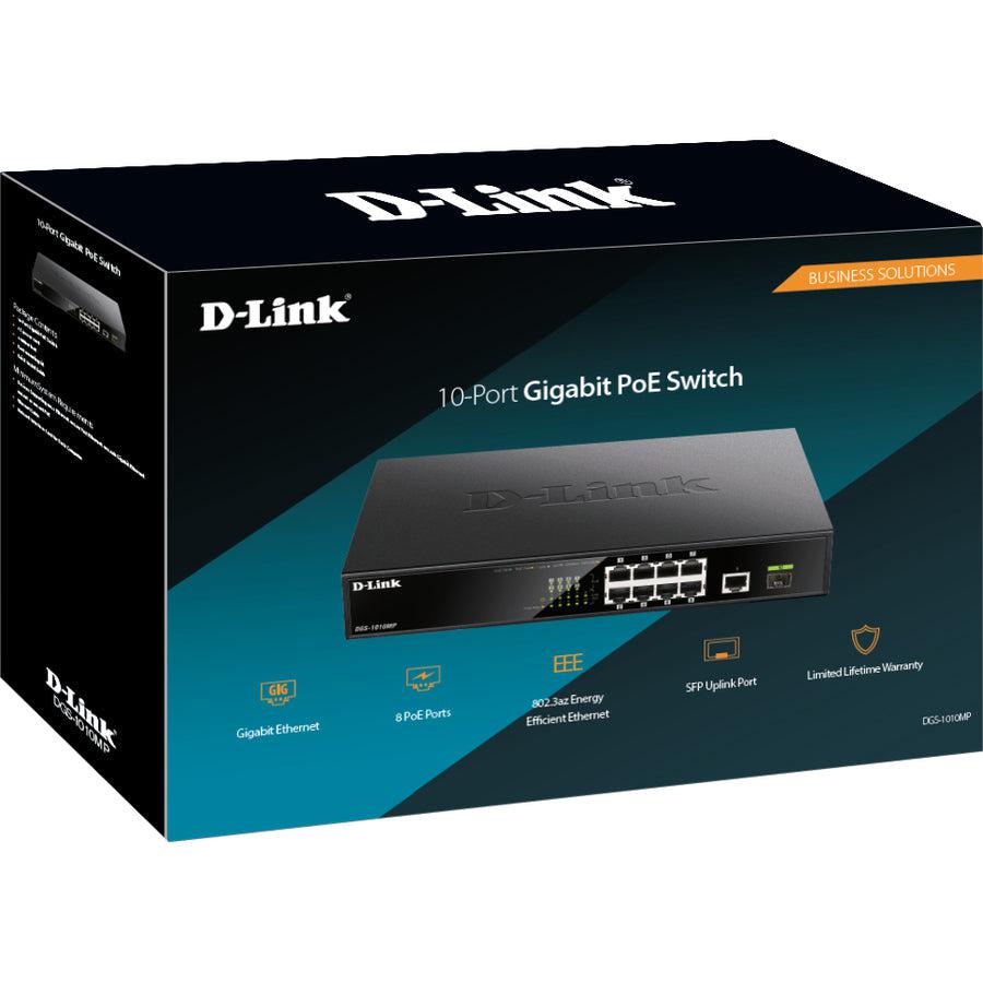 D-Link Dgs-1010Mp Network Switch Unmanaged Gigabit Ethernet (10/100/1000) Power Over Ethernet (Poe) 1U Black