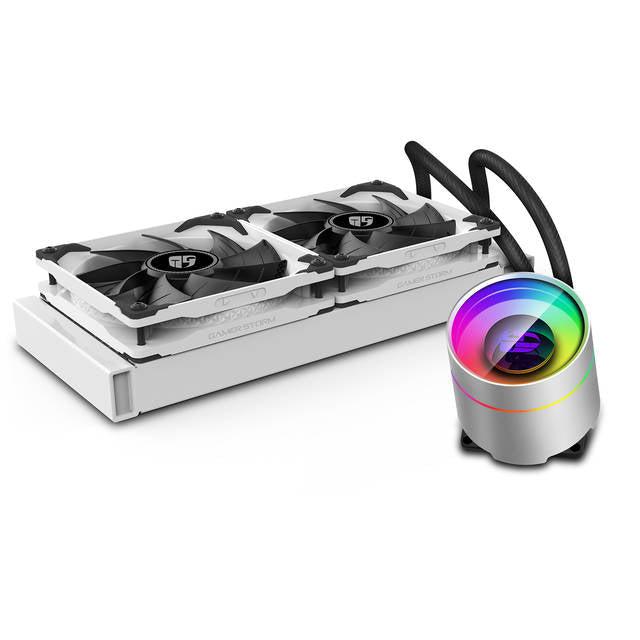 Deepcool Castle 240 Ex White Captain 240Ex Rgb V2, Aio Liquid Cpu Cooler, Anti-Leak Technology