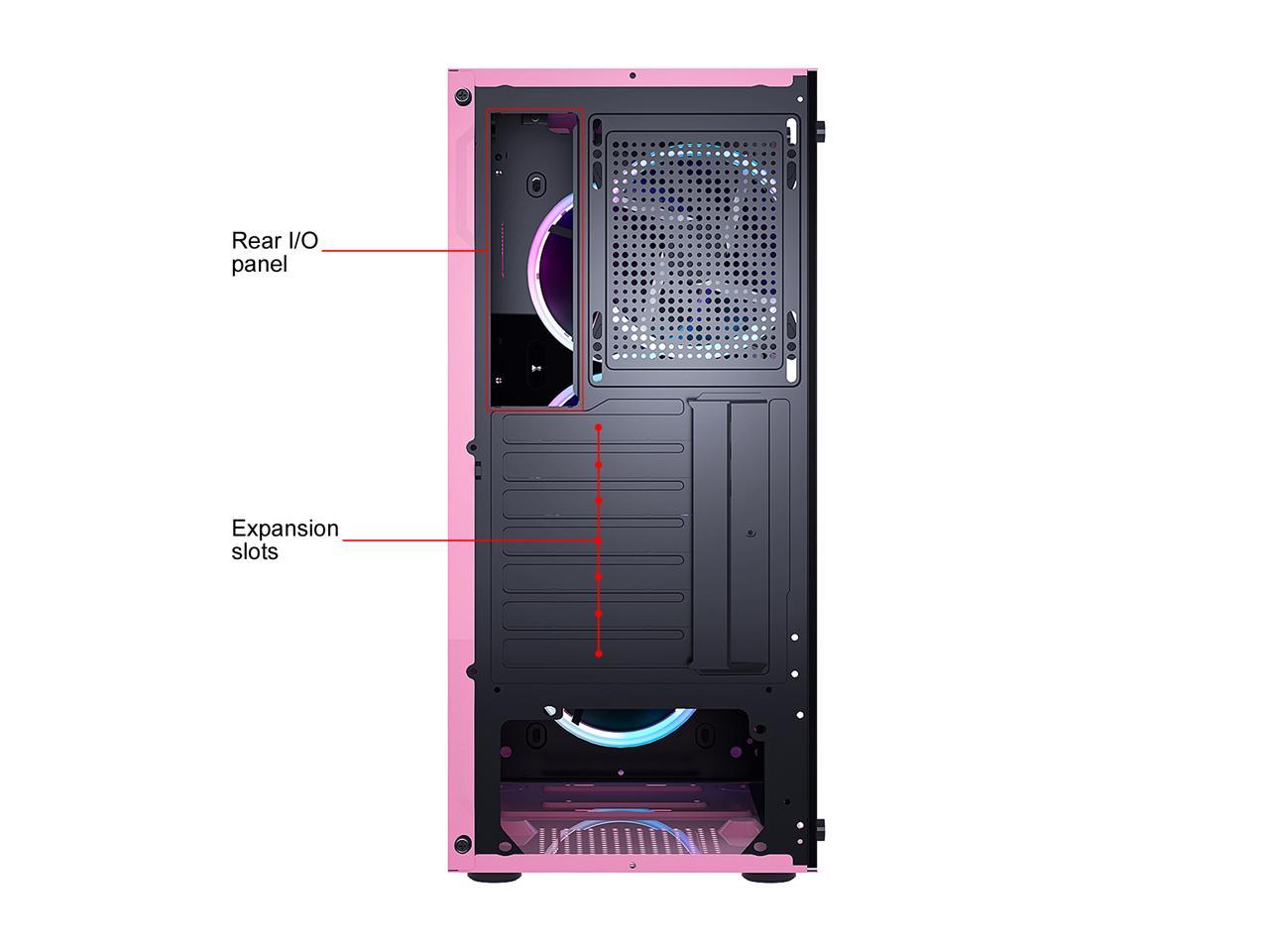 Diypc Rainbow-Flash-F4-P Pink Usb 3.0 Steel / Tempered Glass