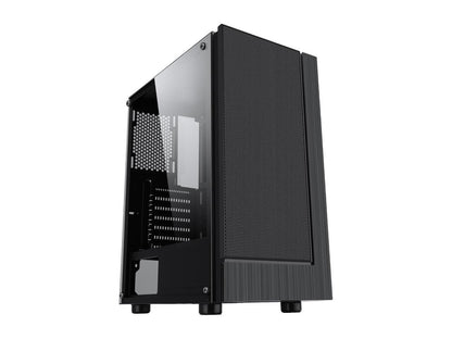 Diypc Shadow-H3-Argb Black Steel / Tempered Glass Atx Mid Tower Computer Case W/ 3 X 120Mm Halo Argb Led Fans Pre-Installed