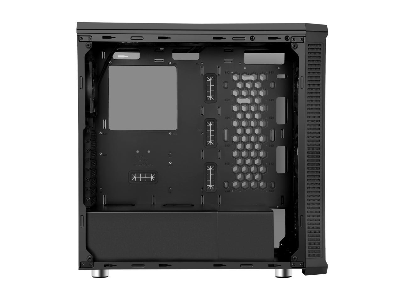Diypc Vanguard-Rgb Black Dual Usb3.0 Steel/ Tempered Glass Atx Mid Tower Gaming Computer Case