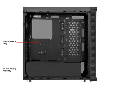 Diypc Vanguard-Rgb Black Dual Usb3.0 Steel/ Tempered Glass Atx Mid Tower Gaming Computer Case