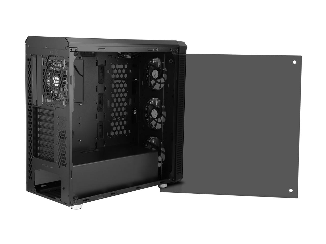Diypc Vanguard-Rgb Black Dual Usb3.0 Steel/ Tempered Glass Atx Mid Tower Gaming Computer Case