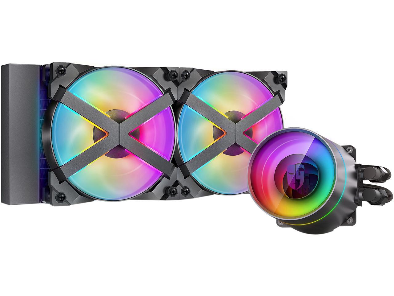 Deepcool Castle 240Ex Rgb Aio Liquid Cpu Cooler, Anti-Leak Technology, Two Mf120Gt A-Rgb Pwm Fans,