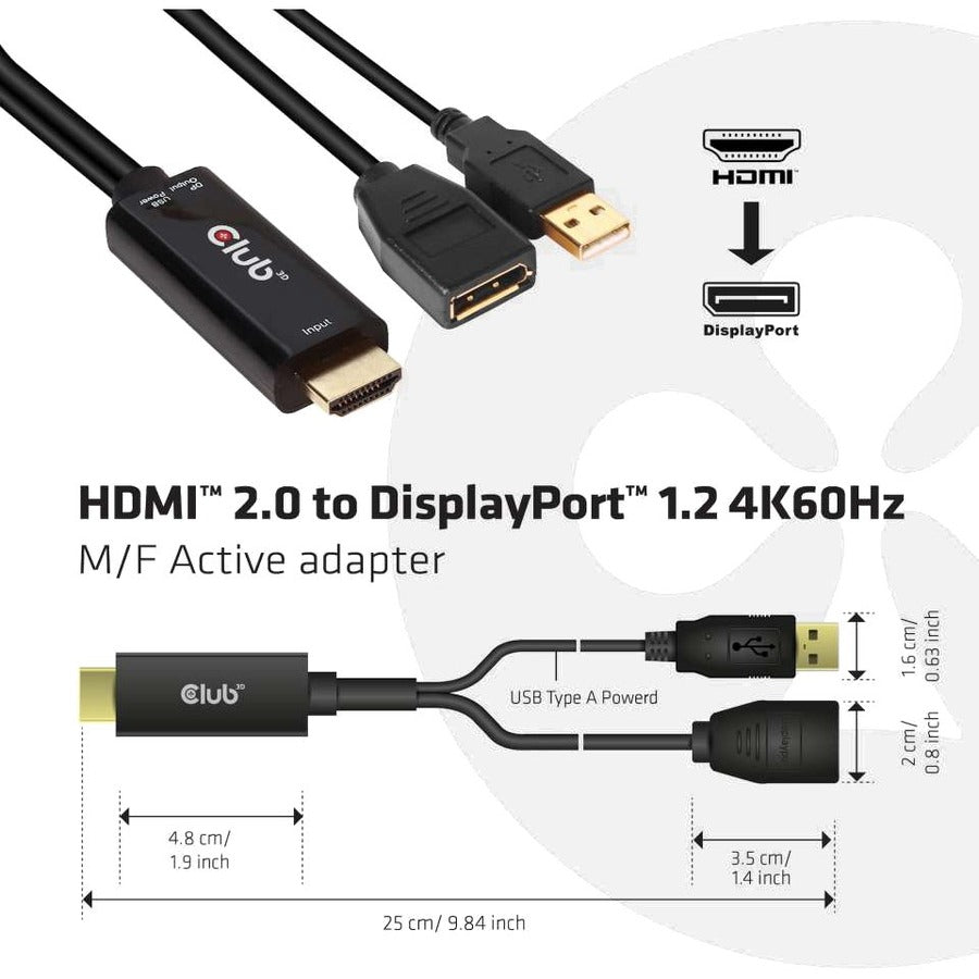 Dp 1.2 To Hdmi 2.0 Adapter,Support Hdmi 2.0 Usb A Power