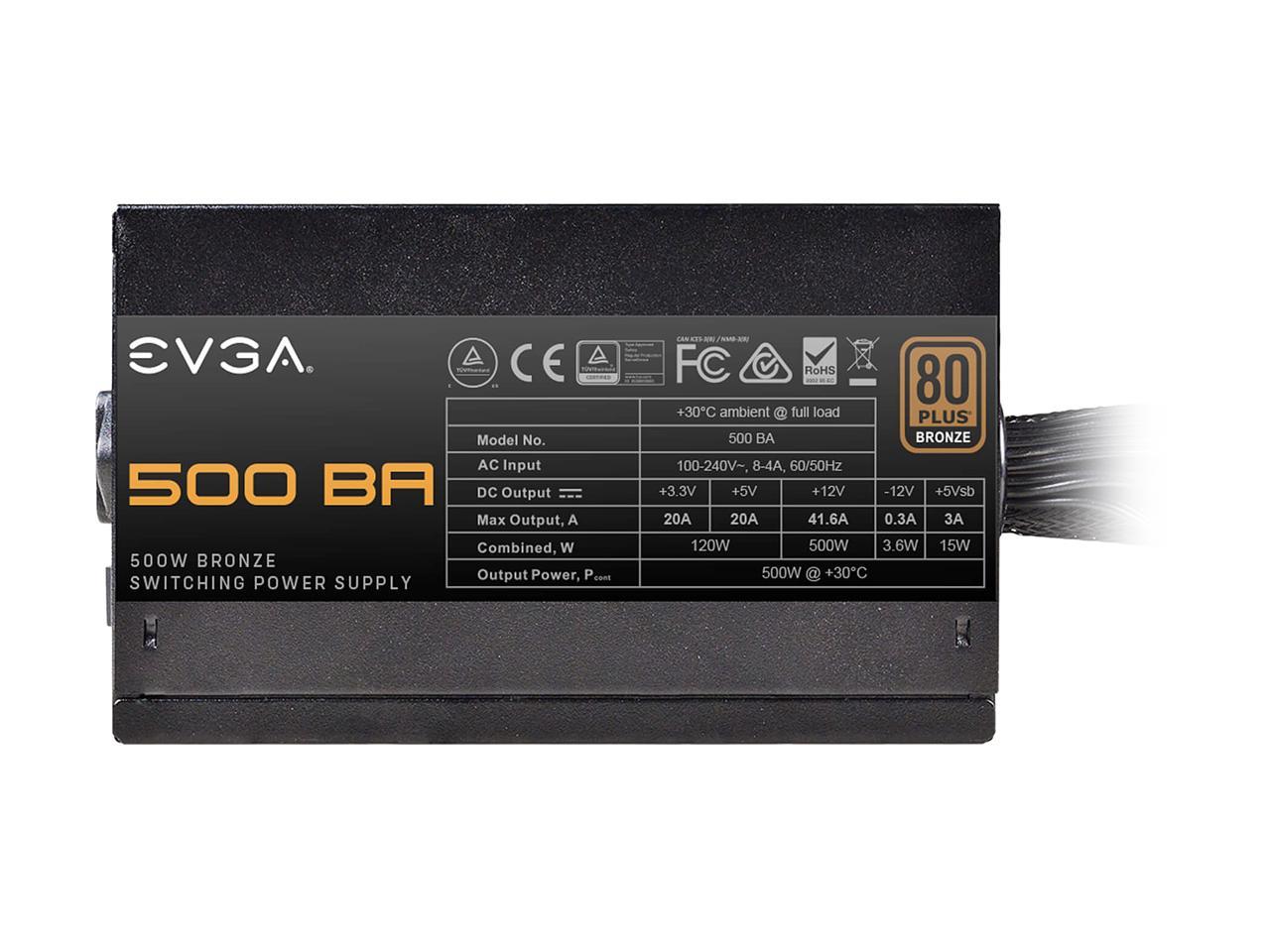 Evga 100-Ba-0500-K1 500 Ba, 80+ Bronze 500W, 3 Year Warranty, Power Supply