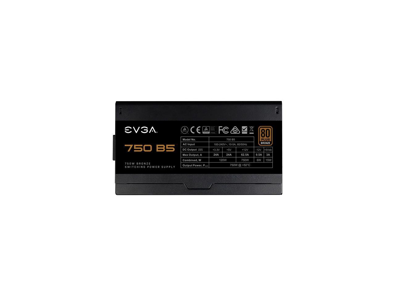 Evga 220-B5-0750-V1 750 B5, 80 Plus Bronze 750W, Fully Modular, Evga Eco Mode, 5 Year Warranty, Compact 150Mm Size, Power Supply