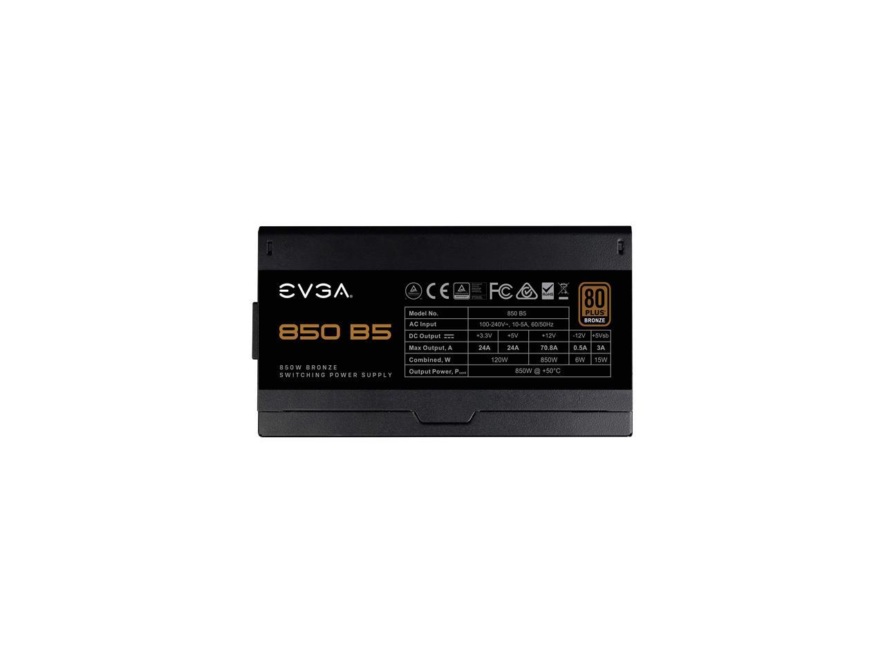 Evga 220-B5-0850-V1,850 B5, 80 Plus Bronze 850W, Fully Modular, Evga Eco Mode, 5 Year Warranty, Compact 150Mm Size, Power Supply