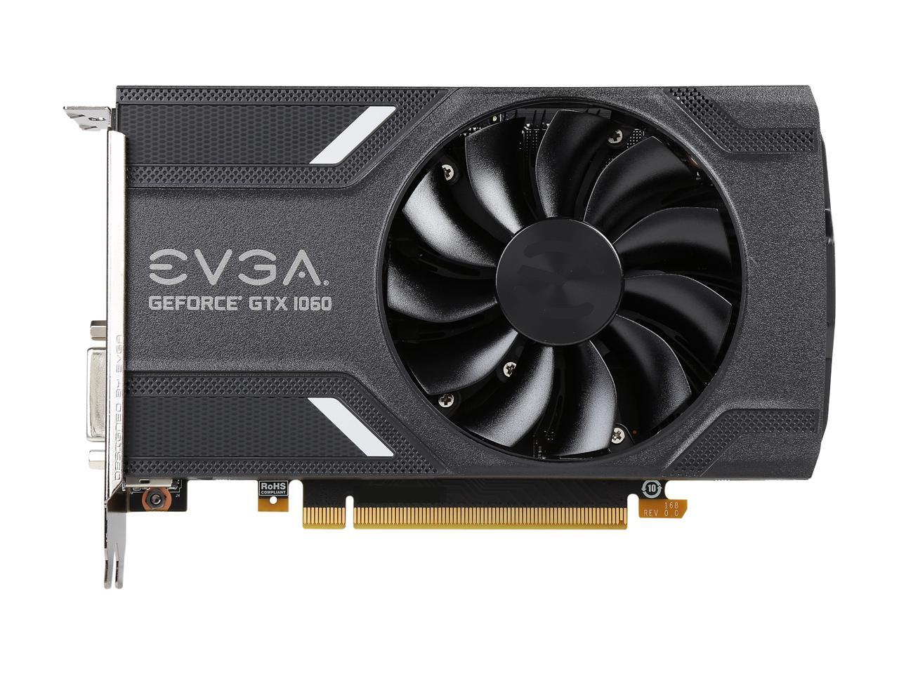 Evga Geforce Gtx 1060 Gaming, Acx 2.0 (Single Fan), 06G-P4-6161-Kr, 6Gb Gddr5, Dx12 Osd Support (Pxoc), Only 6.8 Inches