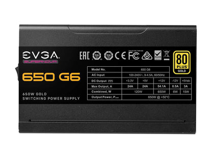 Evga Supernova G6 Series 220-G6-0650-X1 650W 80 Plus Gold Fully Modular 10 Year Warranty Power Supply