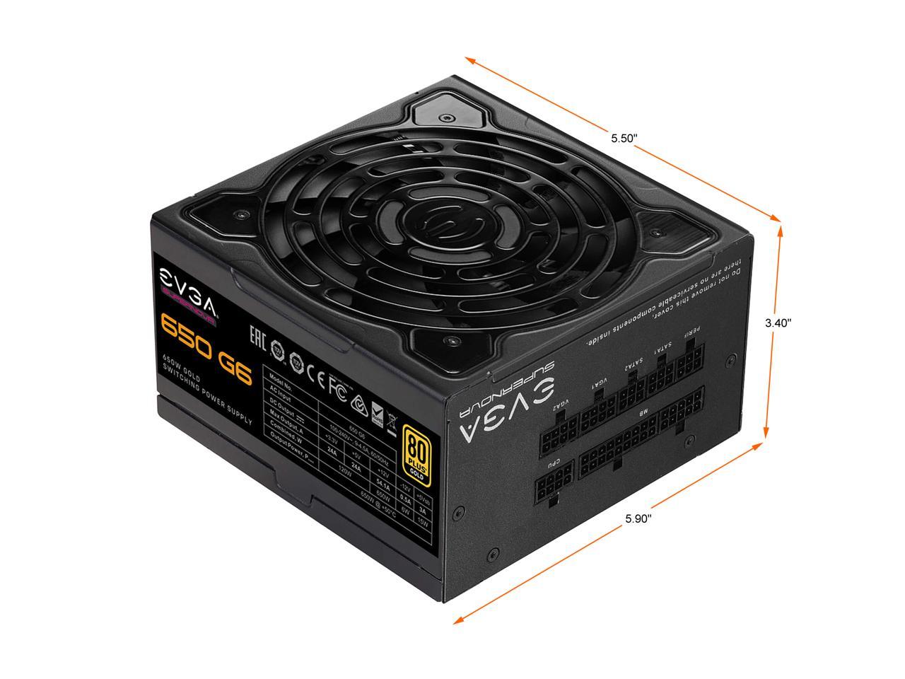 Evga Supernova G6 Series 220-G6-0650-X1 650W 80 Plus Gold Fully Modular 10 Year Warranty Power Supply