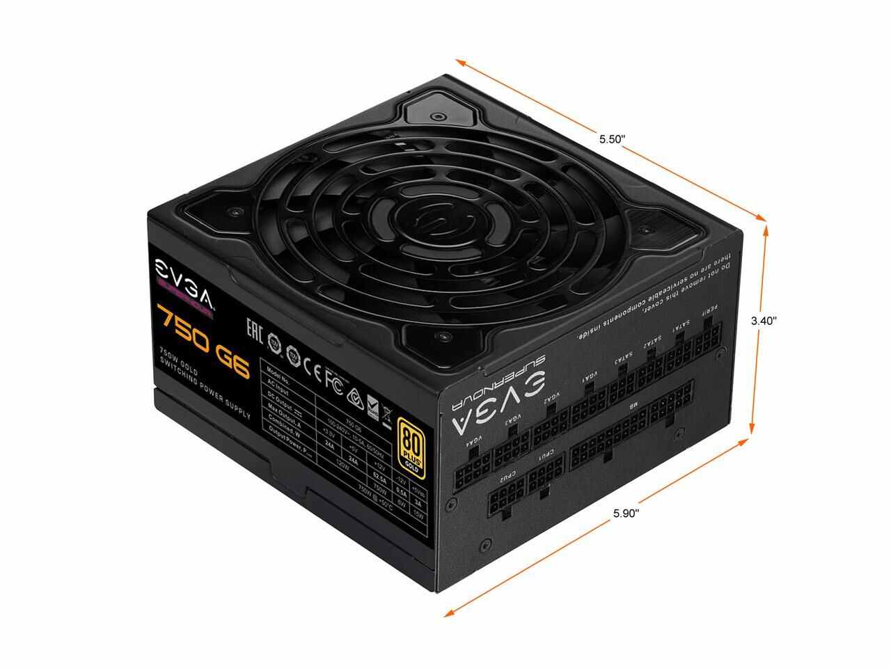 Evga Supernova G6 Series 220-G6-0750-X1 750W 80 Plus Gold Fully Modular 10 Year Warranty Power Supply