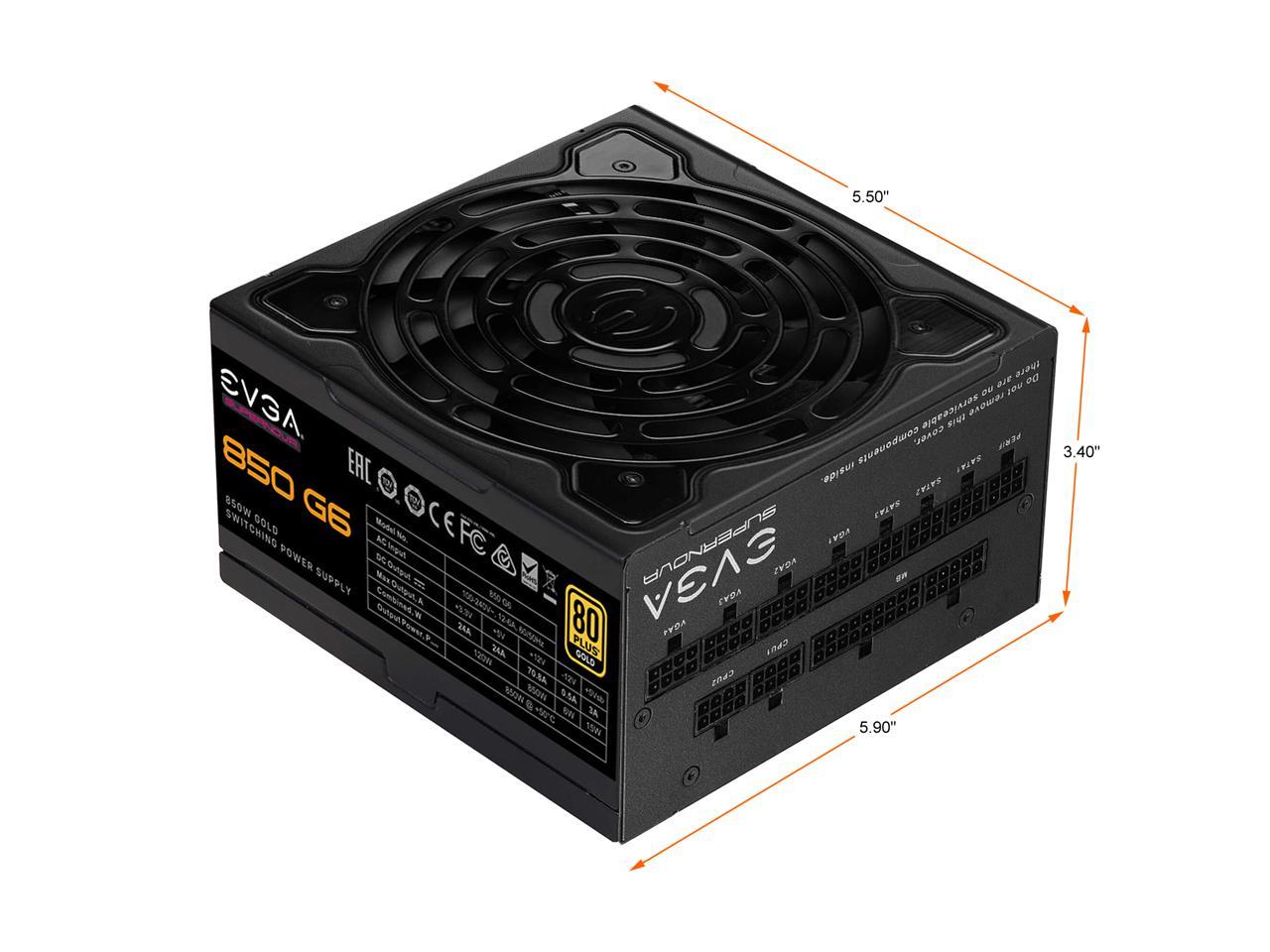 Evga Supernova G6 Series 220-G6-0850-X1 850W 80 Plus Gold Fully Modular 10 Year Warranty Power Supply