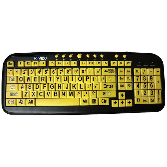 Ezsee Low Vision Wired Keyboard,Large Black Print Yellow Keys