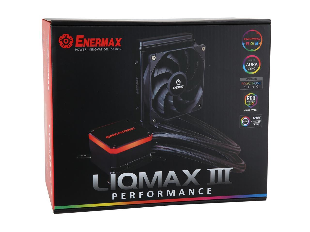 Enermax Liqmax Iii 120 Performance, All-In-One Cpu Liquid Cooler For Am4 / Lga1200, 120Mm Radiator, Dual-Chamber Water Block, Dual-Convex Blade Fan