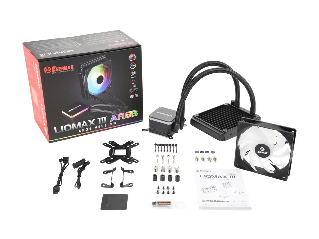 Enermax Liqmax Iii Argb 120, Addressable Rgb All-In-One Cpu Liquid Cooler For Am4 / Lga1200, 120Mm