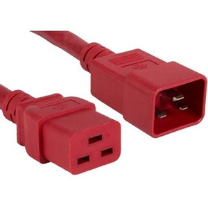 Enet C19 To C20 3Ft Red Power Cord Extension 250V 12 Awg 20A Nema Iec-320 C19 To Iec-320 C20 Red 3'