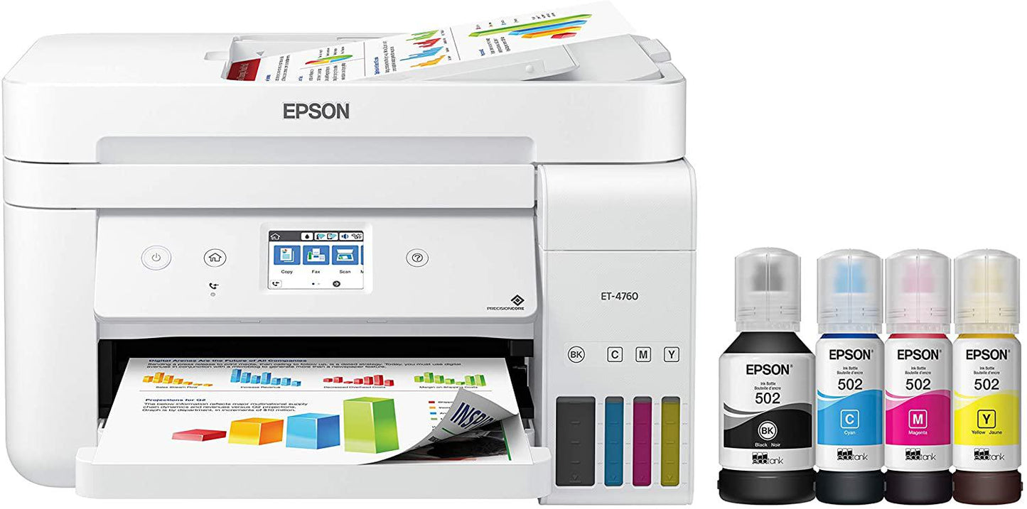 Epson Ecotank Et-4760 Wireless Color All-In-One Cartridge-Free Supertank Printer