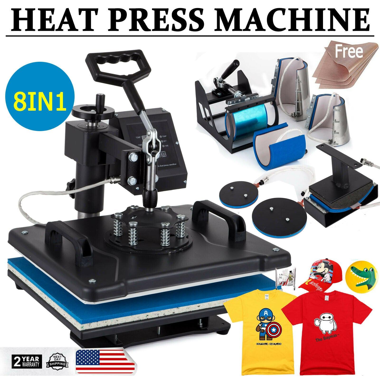 Flawless 8 In 1 Heat Press Machine For T-Shirts, Mugs, Hat, Plate | Mug Press | T Shirt Maker