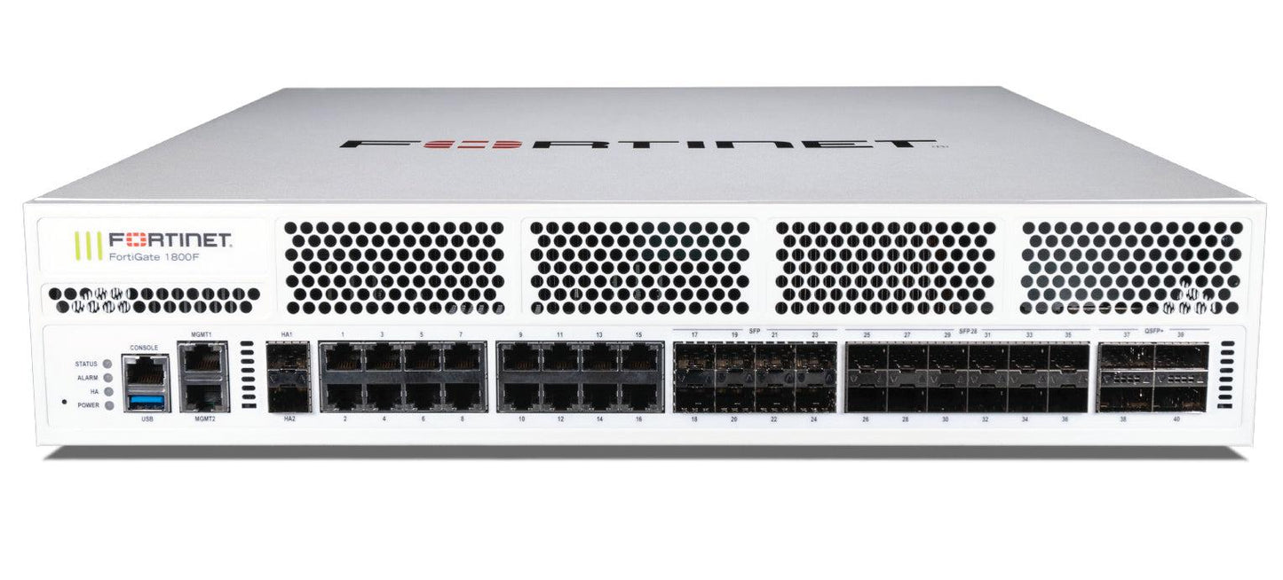 Fortinet 4 X 40Ge Qsfp+ Slots, 12 X 25Ge Sfp28 /10Ge Sfp+ Slots, 2X10Ge Sfp+ Ha Slots, 8 X Ge Sfp Fg-1800F-Dc