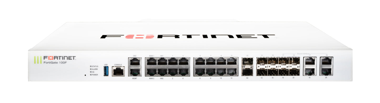 Fortinet Fortigate-100F Hardware Plus 5 Year 24X7 Forticare And Fortiguard Unified Threat Protection (Utp)
