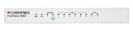 Fortinet Fortivoice-50E6, 2 X 10/100 Ports, 6 X Fxo, 2 X Fxs, 8Gb Storage, 50 Endpoints And 8 Voip Trunks. Supports Local Survivable Configuration.