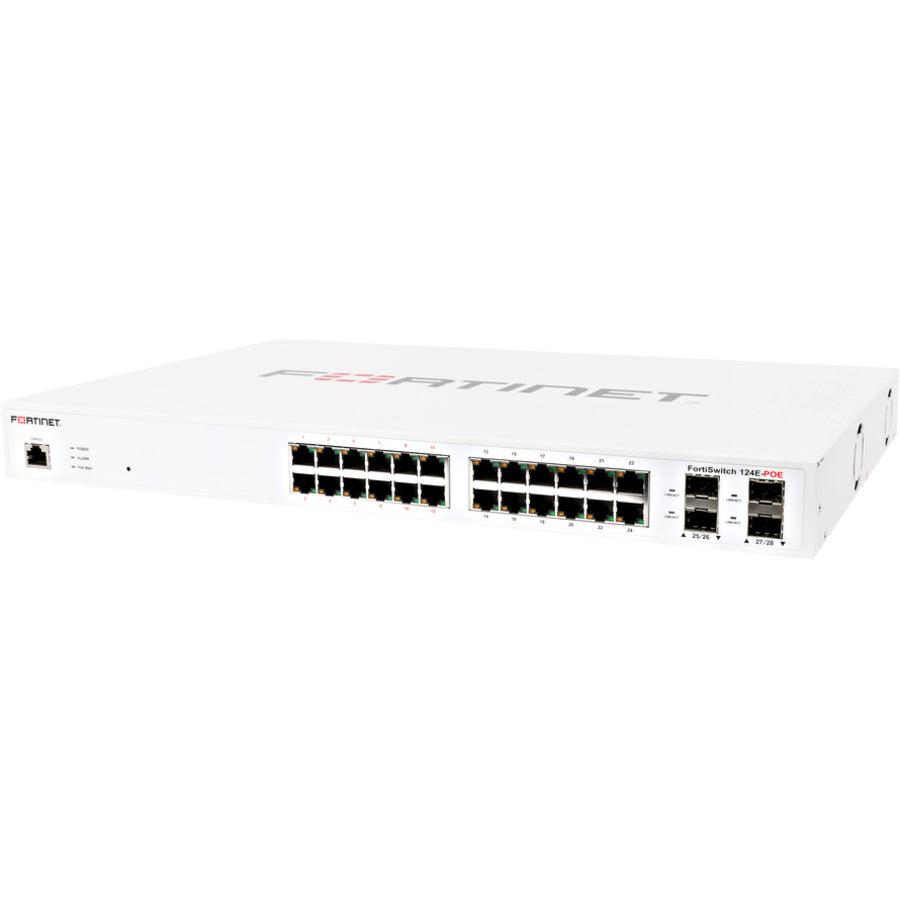 Fortinet L2+ Managed Poe Switch With 24Ge +4Sfp, 12 Port Poe With Max 185W Limit And Smart Fan Temperature Control