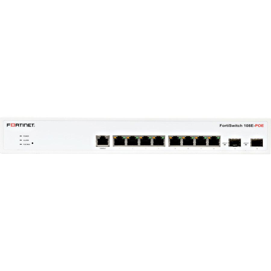 Fortinet Layer 2 Fortigate Switch Controller Compatible Poe+ Switch With 8 X Ge Rj45 Ports, 2 X Ge