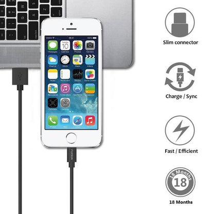 Foxsun Am001001 Iphone Charging Cable 3.3 Ft/1M Lightning Cable For Iphone 7/7Plus/6/6Plus/6S/6S Plus/5/5S/5C/Se, Ipad Pro/Air/Mini (Black)