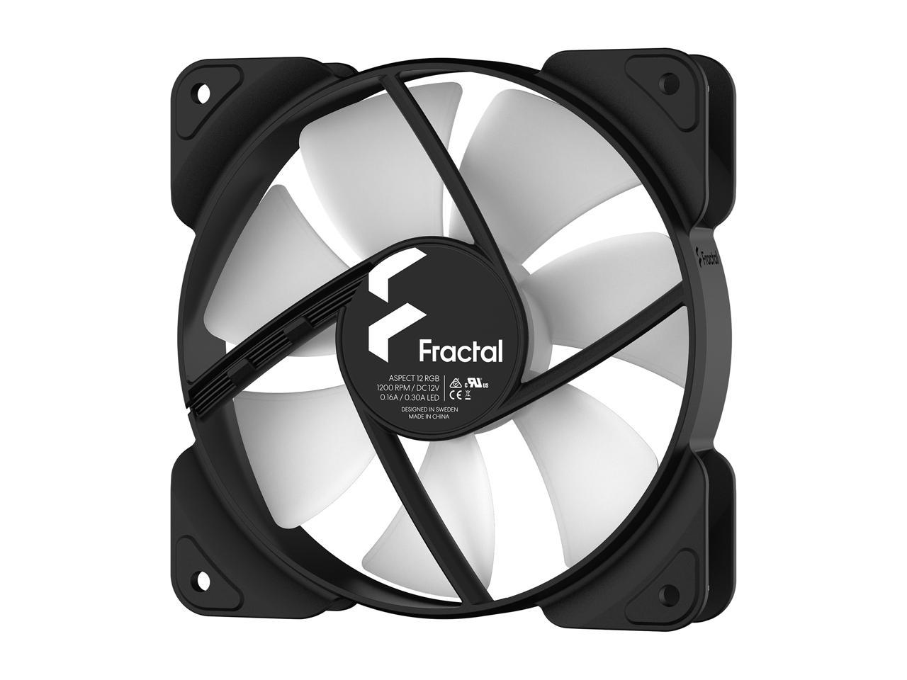 Fractal Design Aspect 12 Fd-F-As1-1206 Rgb 120Mm 1200Rpm Black Frame 3-Pack Computer Case Fan
