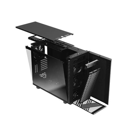 Fractal Design Define 7 Black Tg Dark Tint /Brushed Aluminum/Steel E-Atx Silent Modular Dark Tinted Tempered Glass Window Mid Tower Computer Case