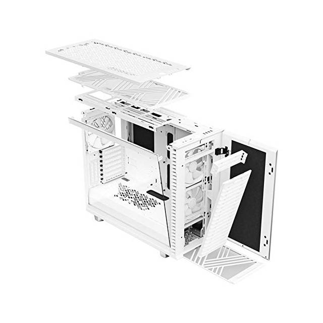 Fractal Design Fd-C-Def7A-06 Define 7 White Tg Clear Tint /Brushed Aluminum/Steel E-Atx Silent Modular Tempered Glass Window Mid Tower Computer Case