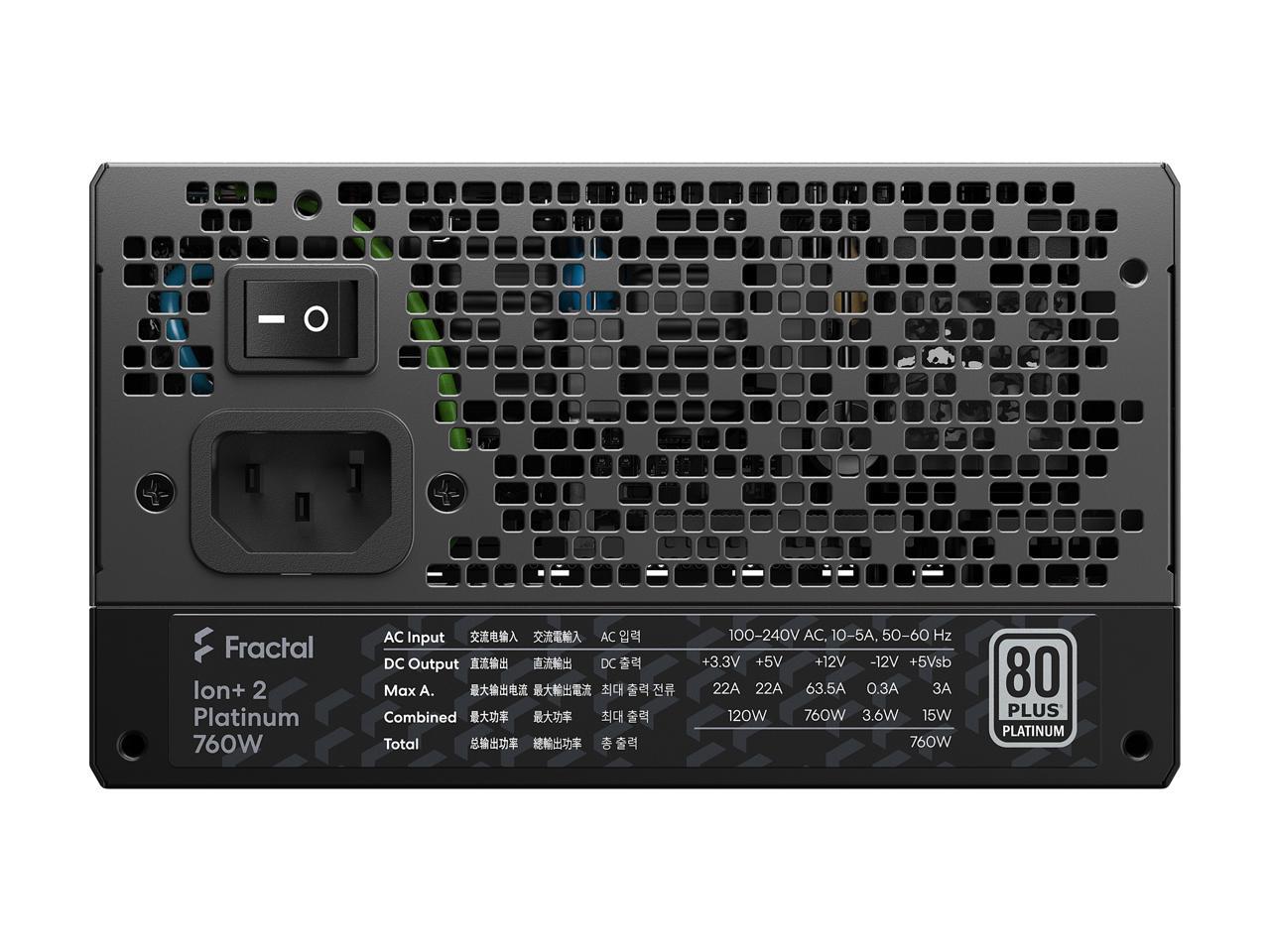 Fractal Design Ion+ 2 760W 80 Plus Platinum Certified 760W Full Modular Atx Power Supply/ Fd-P-Ia2P-760-Us