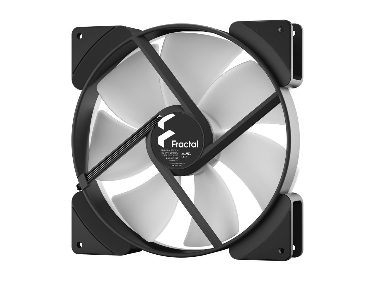 Fractal Design Prisma Al-18 Pwm 180 Mm Addressable Rgb Led Lls Bearing Computer Case Fan (2-Pack)
