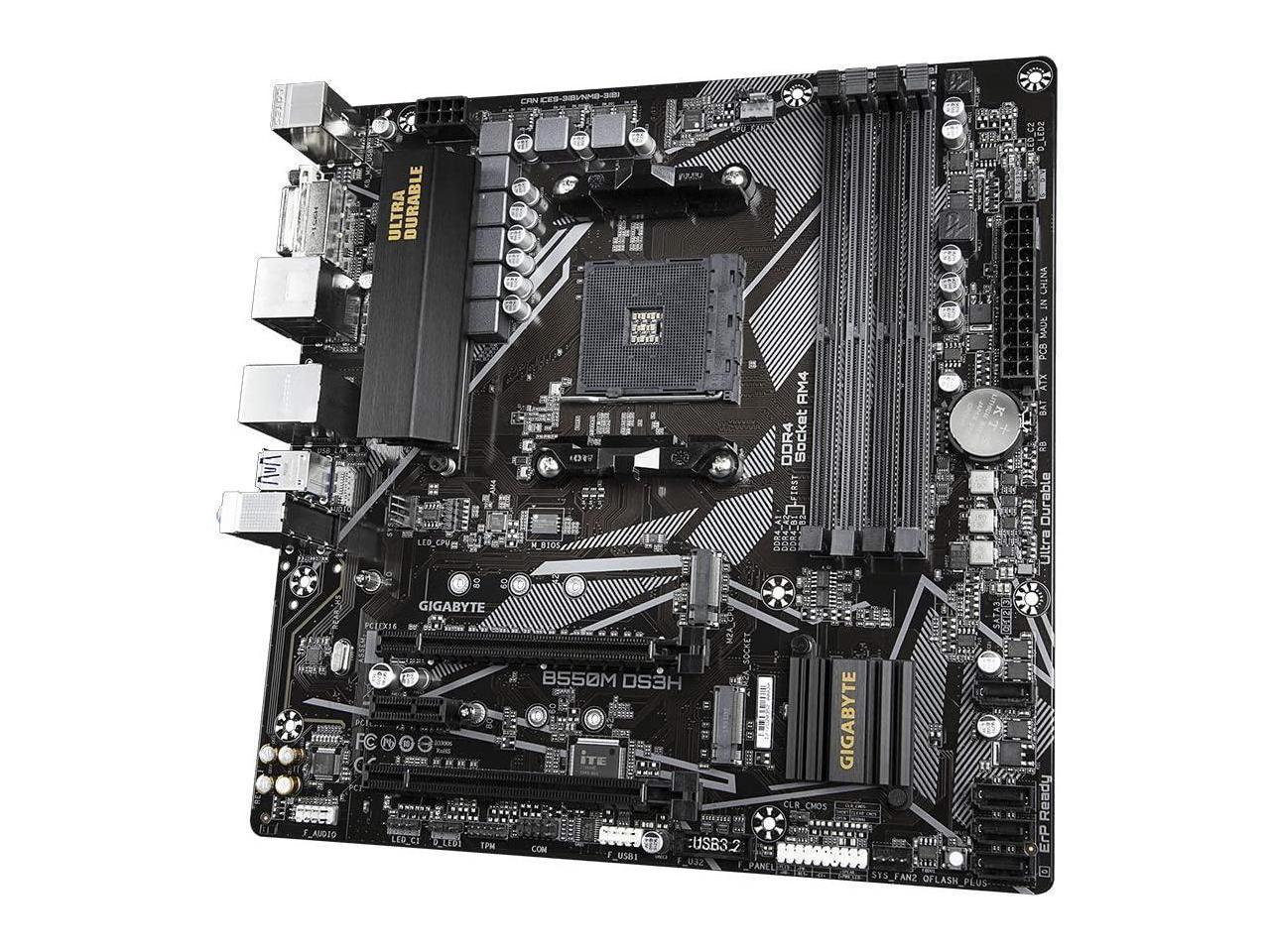 Gigabyte B550M Ds3H Am4 Amd B550 Micro-Atx Motherboard With Dual M.2, Sata  6Gb/S, Usb 3.2 Gen 1, Pcie 4.0